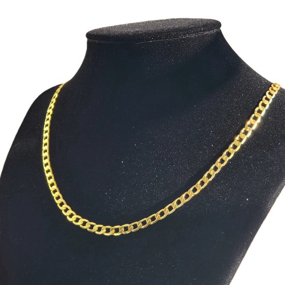 Mens 18K Gold Cuban Chain Link Necklace 22" Guys Silver Stamped Jewelry 22 inch - Picture 9 of 9